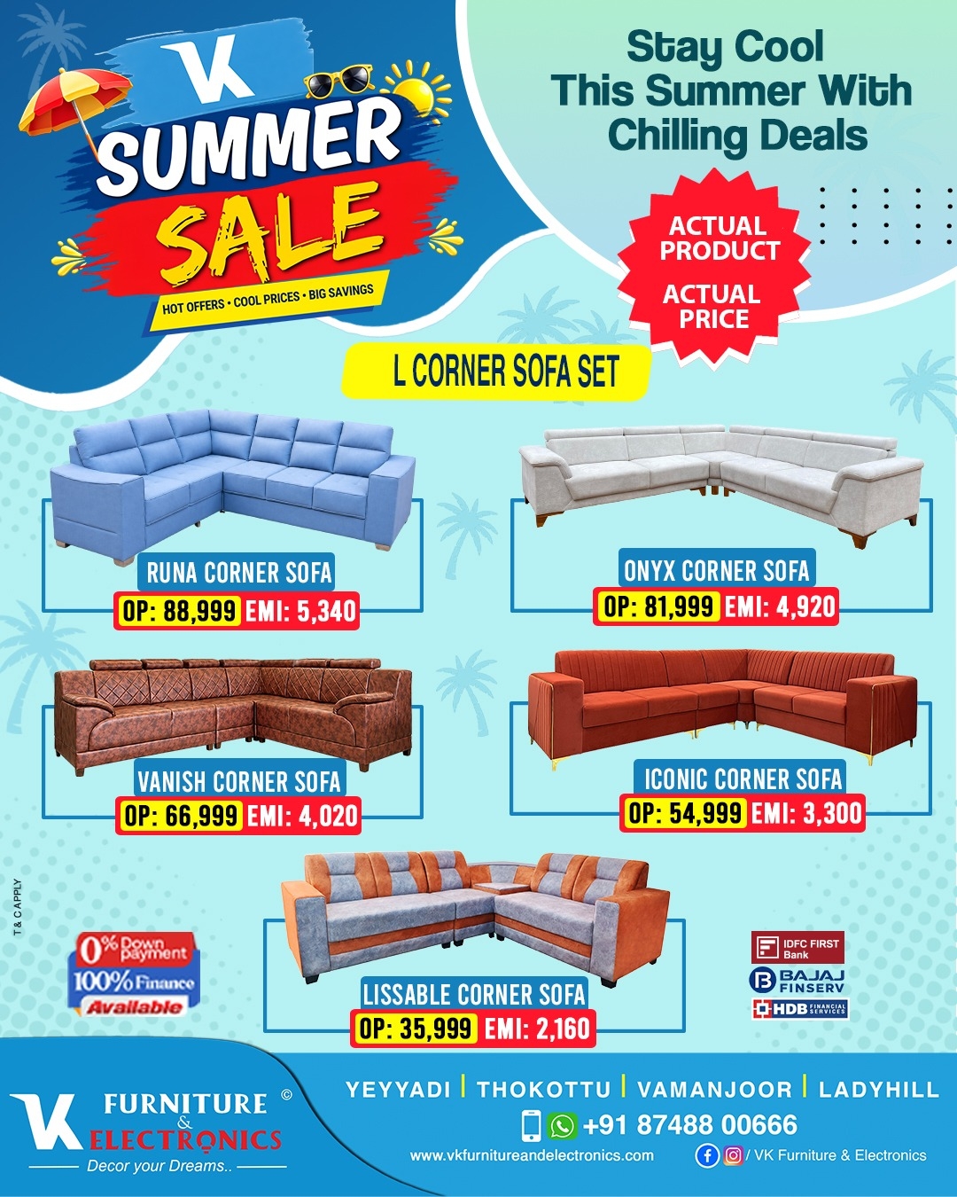 Blue L-Shape Luxury Sofa